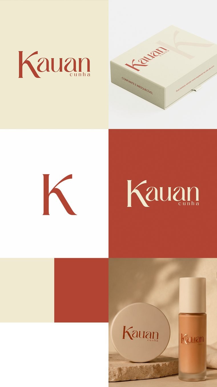 Identidade visual da marca de beleza Kauan Cunha